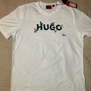 Hugo Boss White Crewneck T-Shirt with Multicolor Insect Logo